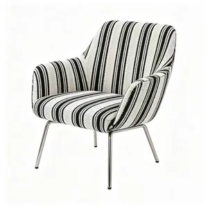Moderner Sessel mit hochwertigem Jacquard-gestreiftem Chenille-Stoff in Schwarz-Weiß