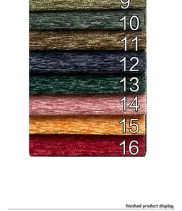 Close-up of snowflake velvet chenille fabric samples in various colors numbered 9 to 16