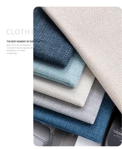 Vue détaillée des textures de lin tissé épais en diverses couleurs bleu et crème
