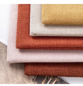 Vue détaillée de tissus en lin tissé épais multicolores pour coussins et canapés