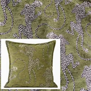 Retro Leopard Print Jacquard Fabric Luxury Animal Pattern Chenille Fabric For Upholstery Sofa Pillow Curtain Home Decor