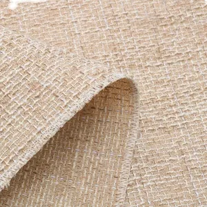 Thick coarse linen burlap fabric with macro texture for sofa cushion and photography background