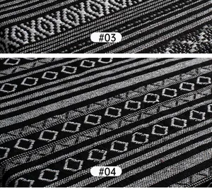 Detailed texture of black and white ethnic woven fabric with geometric patterns #03 and #04
