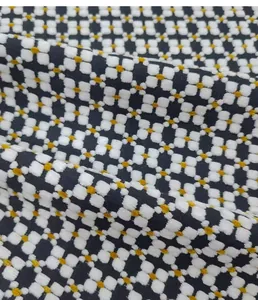 Detailed macro view of retro textured geometric jacquard fabric for upholstery decor