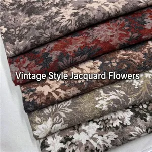 Tissu en Polyester Teint en Fil Jacquard de Style Mid-century pour Housse de Canapé Taie d'Oreiller Vêtements Tissu Décoratif DIY Motif Floral