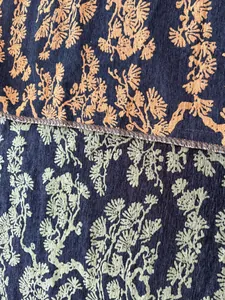 Tessuto ciniglia jacquard con motivo pino in stile cinese per cuscino divano tappezzeria