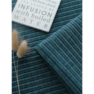 Zwaargewicht teal chenille bankstof met gestructureerde verticale strepen voor bekleding