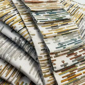Tessuto jacquard in ciniglia di qualità con motivi geometrici a strisce per tappezzeria