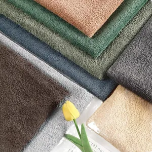 Muestras de tela de terciopelo de chenilla suave en colores para tapicería y decoración