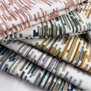 Tessuto jacquard in ciniglia di alta qualità con strisce verticali colorate per DIY