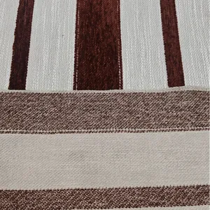 High-quality retro brown and white striped chenille fabric for furniture upholstery