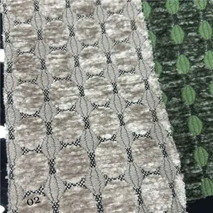 Detailed view of jacquard chenille fabric with a round geometric pattern