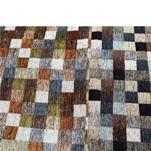 Premium Monet style colorful plaid chenille jacquard fabric for sofa upholstery and crafts