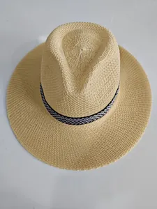 Herren Sommer Stroh Fedora Sonnenhut Breite Krempe Atmungsaktiver Strandhut Mit Dekoratives Band Für Ältere Männer