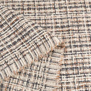 Hoogwaardige geruite chenille stof met geweven textuur voor kleding en decoratieve kussens