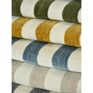 Campioni di tessuto jacquard in ciniglia a strisce spesse in vari colori per arredi