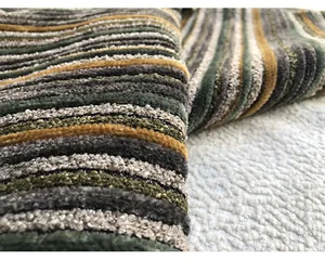 Close-up detail of textured striped chenille fabric for sofa covers and cushions