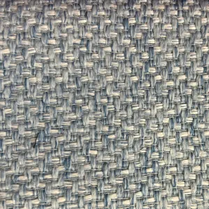 Primer plano macro de la textura de tela de lino moteada azul y blanca duradera