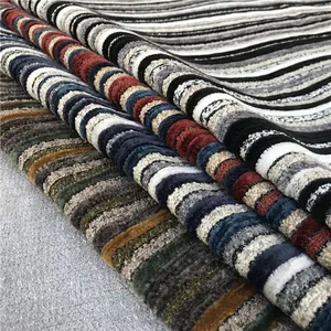 Premium designer striped chenille corduroy fabric for sofa covers and soft cushions
