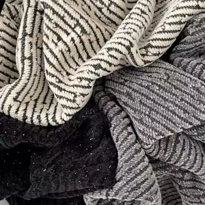High-quality heavy chenille tweed fabric with diagonal twill pattern for upholstery