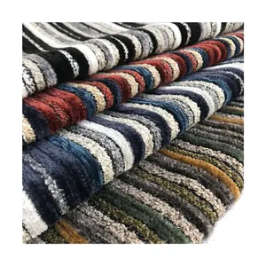 Textured chenille corduroy fabric with striped patterns for sofa covers and cushions