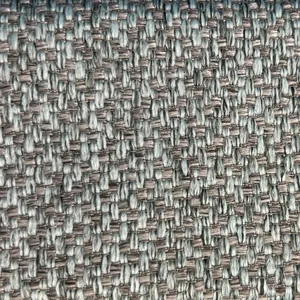 Primer plano de textura macro de tela de sofá de lino y poliéster tejida azul gris.