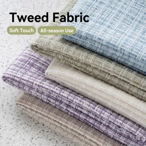 Premium multi-color tweed fabric swatches with shiny silk for handmade coats and skirts