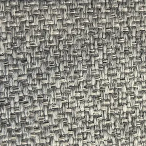 Primer plano macro de la textura de tela de lino grueso gris para sofás y sillas
