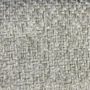 Vista macro detallada de la textura de la tela de tapicería de lino poliéster grueso