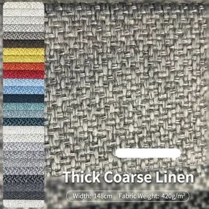 Tela de Tapicería Estilo Lino Grueso Engrosada Poliéster Color Sólido Ligamento Tafetán Textil Para Sofá Cojín Hogar