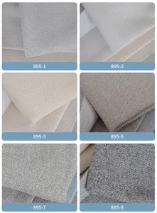 Detailed swatches of coarse solid-colored faux linen fabric in various neutral tones