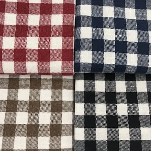 Classic Gingham Plaid Fabric Linen Cotton Blend Upholstery Cloth For Sofa Cover Tablecloth Cushion DIY Sewing Home Decor