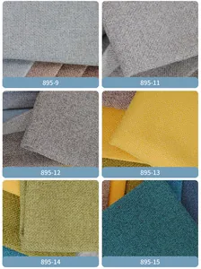 Close-up showing various colors and textures of linen-like polyester sofa fabric