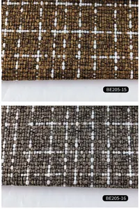 Coarse linen fabric close-up detail, textured plaid pattern for bags and sofa covers.
