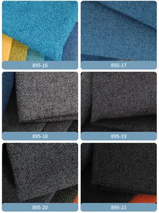 Detail showing various color options of textured faux linen polyester sofa fabric