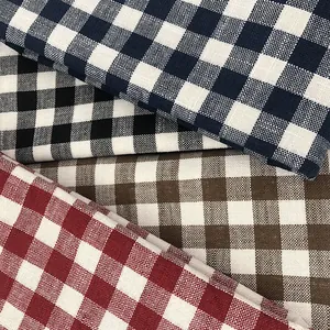 High-quality gingham linen fabric in various colors for home decor and DIY projects