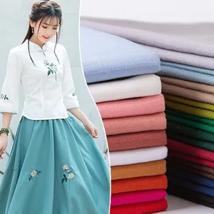 Tela Slub de Mezcla de Algodón y Lino Sólido Premium Material Teñido para Ropa Bolsos Cojines Decoración del Hogar Costura Artesanal