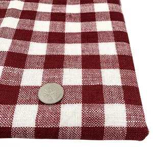 Classic red and white checkered linen gingham fabric for tablecloths and home decor