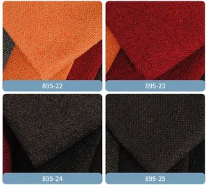 Close-up macro view of durable linen-like polyester fabric textures in various solid colors