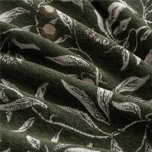 Vintage Luxury Polyester Chenille Jacquard Upholstery Fabric Botanical Leaf Pattern Table Curtain Sofa Decoration Material