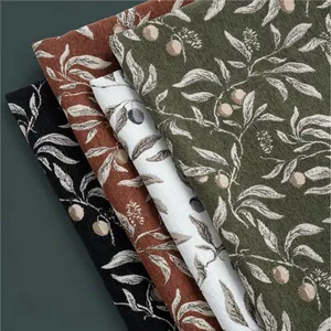 Vintage botanical jacquard chenille fabric for sofa and curtains in four colors