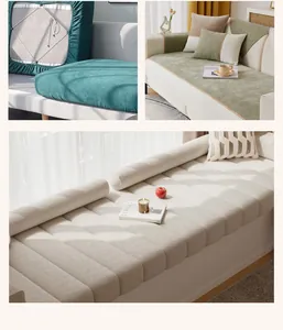 Comfortable solid color sofa cushion cover and pillowcase set, soft fabric home decor.