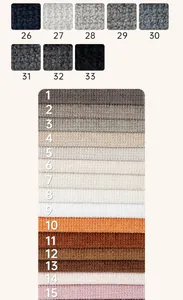 Bouclé fabric color chart showing multiple colors for sofa upholstery and home decoration.