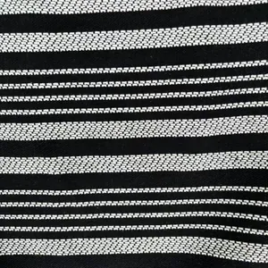 High quality black and white striped woven cotton linen fabric for home textile decor