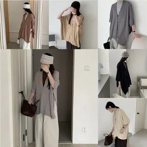 Vintage loose knit shawl blouse for women in various colors for autumn fashion style