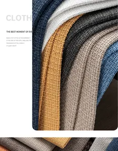 Macro shot of thick textured linen-cotton fabric for upholstery and sofa covers