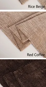 Detailed close-up view of premium textured chenille sofa fabric in various coffee tones.