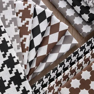 Thickened houndstooth and diamond pattern linen fabric for sofa cushions and decor