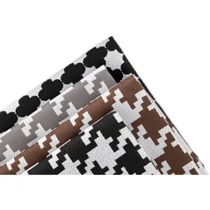 Houndstooth and clover pattern thickened linen fabric for sofa cushions and pillows