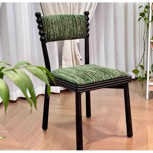 Sedia da pranzo francese di fascia alta in jacquard di ciniglia verde